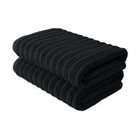 BERIBO Cloud Turkish Towel Set 100% Cotton 620gsm (Black, 2 Bath Towels)