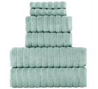 BERIBO Turkish Towel Set 100% Cotton (Cloud) 6 Pieces, 620gsm (Sea Foam)