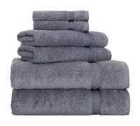 BERIBO Turkish Towel Set 100% Cotton (Comfort) 6 Pieces, 620gsm (Grey)