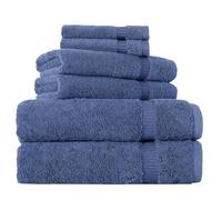 BERIBO Turkish Towel Set 100% Cotton (Comfort) 6 Pieces, 620gsm (Navy)