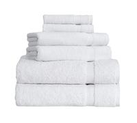 BERIBO Turkish Towel Set 100% Cotton (Comfort) 6 Pieces, 620gsm (White)