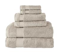 BERIBO Turkish Towel Set 100% Cotton (Serenity) 6 Pieces, 620gsm (Brown Rice)