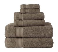 BERIBO Turkish Towel Set 100% Cotton (Serenity) 6 Pieces, 620gsm (Coffee)