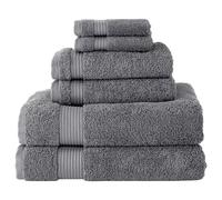 BERIBO Turkish Towel Set 100% Cotton (Serenity) 6 Pieces, 620gsm (Grey)