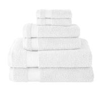 BERIBO Turkish Towel Set 100% Cotton (Serenity) 6 Pieces, 620gsm (White)