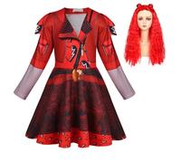 Berich Red Dress up with Wig Princess Dressing up Kids Halloween Dress up Girls Christmas Role Play Theme Party Outfit Princess Costume Red 5-6 Years,120