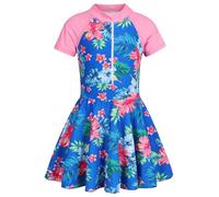 Berich Swimming Costume Kids One Piece Swimsuit Flower Princes Short Sleeves Bathing Suit Girls Swimwear Girls Swimming Suit 9-10 Years,Pink Swimwear