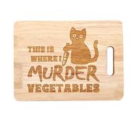 Berichw 1 PCS Kitchen Chopping Board This is Where I Murder Vegetable Wooden Food Serving Tray Dethawing Engraved Vegan