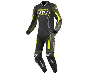 Berik Absolute GP2 Two Piece Motorcycle Leather Suit, black-green-yellow, size 52 for Men