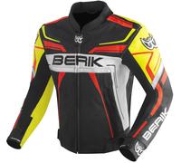 Berik Absolute Race Motorcycle Leather Jacket, black/neon yellow/neon red/white, size 50