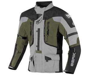 Berik Dakota waterproof 3in1 Motorcycle Textile Jacket, black-grey-green, size 54 for Men