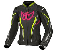 Berik Fufur Ladies Motorcycle Leather Jacket, neon yellow/pink, size 42