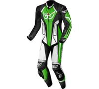 Berik Losail-R perforated One Piece Kangaroo Motorcycle Leather Suit, black/white/green, size 56