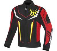 Berik Radic Evo Plus Waterproof Motorcycle Textile Jacket, black-white-red-yellow, size 52 for Men