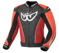 Berik Street Motorcycle Leather Jacket, black-red, size 48 for Men