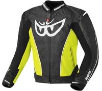 Berik Street Motorcycle Leather Jacket, black/yellow, size 50