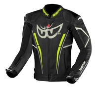 Berik Street Pro Evo Motorcycle Leather Jacket, black/grey/yellow, size 56
