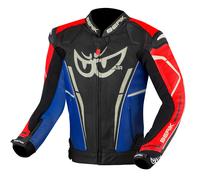 Berik Street Pro Evo Motorcycle Leather Jacket, black-red-blue, size 56 for Men