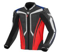 Berik Street Pro Motorcycle Leather Jacket, black-red-blue, size 50 for Men