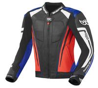 Berik Striper Evo Motorcycle Leather Jacket, black/red/blue, size 52