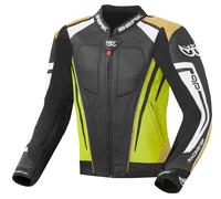 Berik Striper Evo Motorcycle Leather Jacket, black-yellow, size 54 for Men