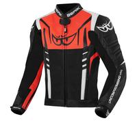 Berik Striper Motorcycle Leather Jacket, black/white/red, size 50