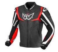 Berik Wild Chase Motorcycle Leather Jacket, black/white/red, size 48