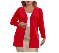 Berimaterry Cardigans for Women UK 3/4 Sleeve Open Front Sweater Elegant Casual Cardigans for Autumn Winter Slim Lightweight Fashion Versatile Jacket Red