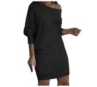 Berimaterry Dresses for Women UK Party Wear V Neck Long Sleeve Sequin Midi Dress Elegant Off Shoulder Party Gown Glitter Party Dress Evening Dress for Wedding Cocktail Dresses Black