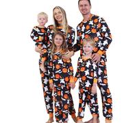 Berimaterry Family Matching Halloween Pajamas Bat Ghost Cat Pumpkin Print Long Sleeve Sleepwear for Family Couples Kids Holiday PJs Sets Homewear