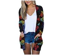 Berimaterry Hawaii Shirt Women's Casual Butterflies in Long Sleeve Pocket Front Open Cardigan Coat Outerwear for Holidays Skull, red, Large