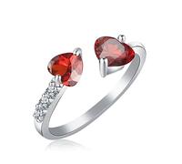 Berimaterry Silver Rings for Women Ladies Ring Zircon Rings Women All Jewelry Heart Diamond Full Open Double Size (Red, One Size)