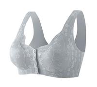 Berimaterry Women's Sports Bra, Grey, L, Full Coverage, Front Button Closure, Wire Free, Racerback, Moderate Support, Workout & Training