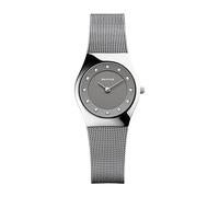 BERING Women's Quartz Watch, 27 mm Silver Stainless-Steel Case and Grey Dial, Milanese Strap, Sapphire Crystal, 5 ATM, 11927