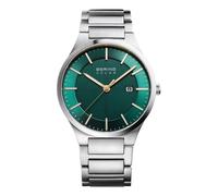 BERING 15239-778 Titanium Slim Solar Green Dial Bracelet Watch - W74276