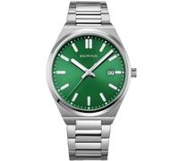 Bering 17639-708 Wristwatch Classic 39mm 5ATM Quartz Unisex Green Silver Link...