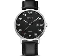 BERING Men's Watch Quartz Movement - Titanium Collection with Titanium and Sapphire Crystal 18640-402 , Silver/Black