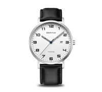 BERING 18640-404 Titanium Black Leather Strap Watch - W74156