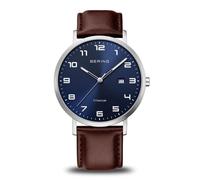 BERING 18640-505 Titanium Brown Leather Strap Watch - W74283