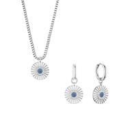 BERING Arctic Flowers Silver Necklace & Hoop Earrings Set, Einheitsgröße, Stainless Steel, Cubic Zirconia