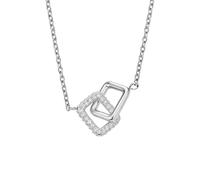 BERING Arctic Pavé Women's Stainless Steel Cubic Zirconia Necklace of 45 cm | Interlocking Elements, Mirror Polished, Arctic Symphony Collection, Clear Crystals, Nordic Design