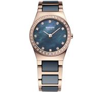 BERING Damen Quarz Uhr | Armbanduhr 26 mm Edelstahlgehäuse und Zifferblatt | Edelstahlband mit Keramikelementen | 5 ATM | 32426