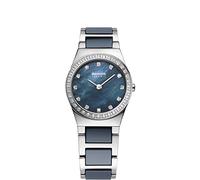 BERING Damen Quarz Uhr | Armbanduhr 26 mm Edelstahlgehäuse und Zifferblatt | Edelstahlband mit Keramikelementen | 5 ATM | 32426