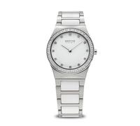 BERING Damen Quarz Uhr | Armbanduhr 30 mm Edelstahlgehäuse und Zifferblatt | Edelstahlband mit Keramikelementen | 5 ATM | 32430