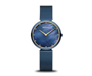 BERING Damen Quarz Uhr | Armbanduhr 32 mm Edelstahlgehäuse und Zifferblatt | Milanaisearmband | Saphierglas | 3 ATM | 18132