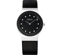 BERING Damen Quarz Uhr | Armbanduhr 34 mm Edelstahlgehäuse und Zifferblatt | Kalbslederarmband | Saphierglas | 5 ATM | 32834
