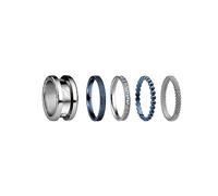 BERING Exchangeable Ring Set for Women in Silver and Blue with the Distinctive Twist and Change System, Symphony Set A