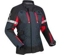Bering Halifax 17353 waterproof Ladies Motorcycle Textile Jacket, black-grey-red, size 48 for Women