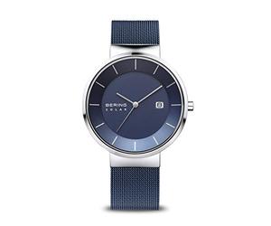 Bering Herren Solar Uhr | Armbanduhr 39 mm Edelstahlgehäuse und Zifferblatt | Milanaisearmband | Saphierglas | 5 ATM | 14639