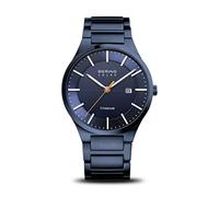 BERING Herren Solar Uhr | Armbanduhr 39 mm Titangehäuse und Zifferblatt | Titanband mit Titanelementen | 10 ATM | 15239